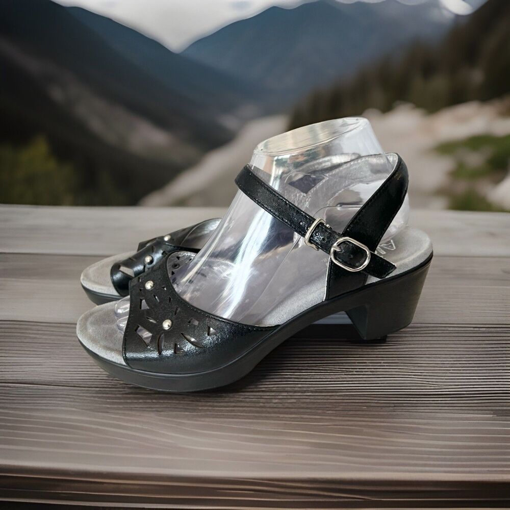 Alegria Reese Sandals Womens Size 38 Black Leather Cutout Comfort Shoes Ree